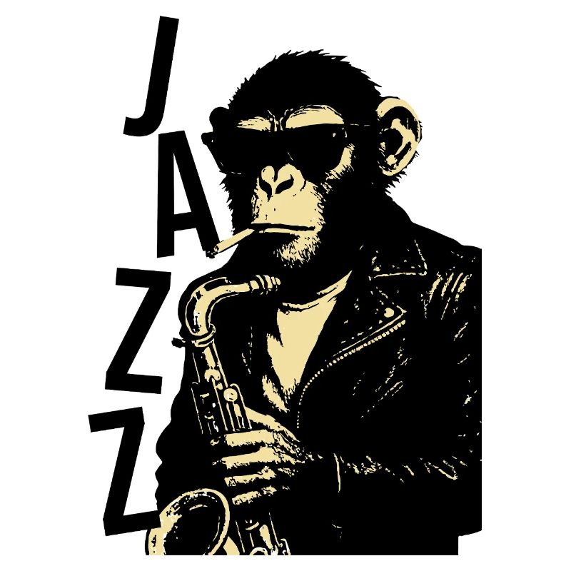 Saxophonaffe spielt Saxophon