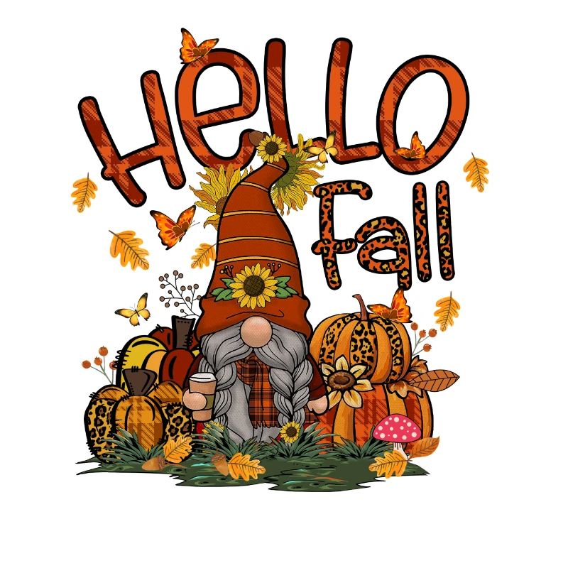 Hello Fall Gnome Thanksgiving Day Pumpkin Patch