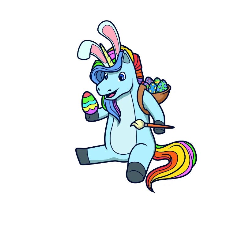 Unicorn paints Easter eggs at Easter - Easter unicorn