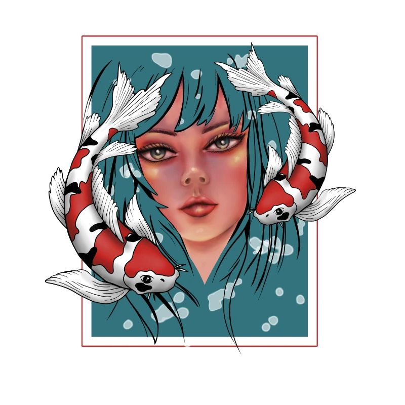 Mädchen mit Koi