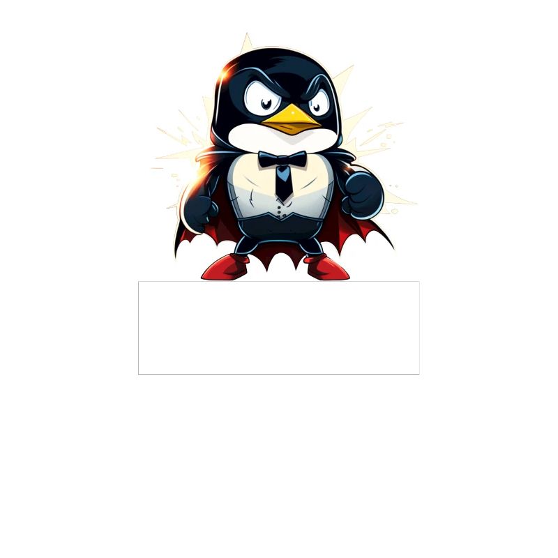 Linux Tux Penguin Powered by Sudo Superhero
