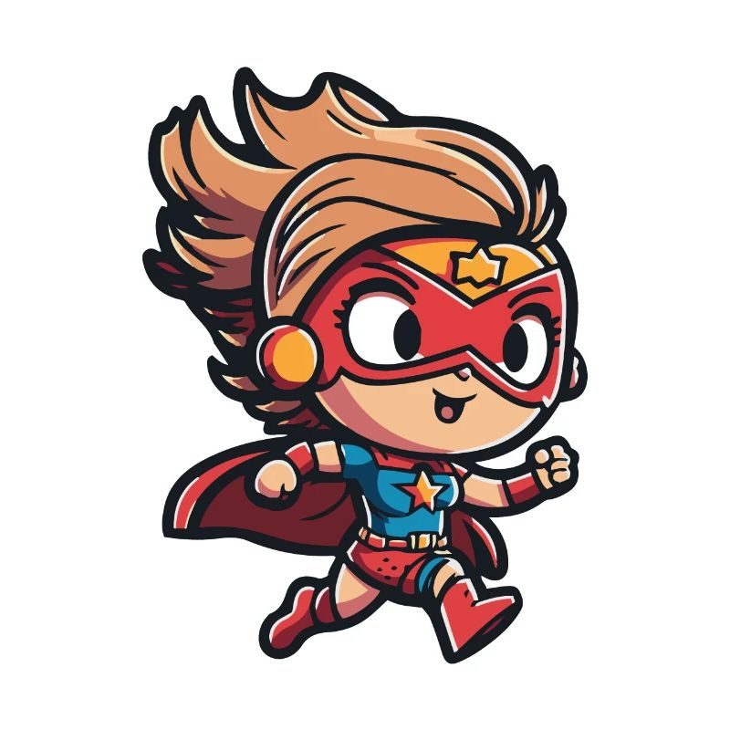 Cute superheroine with comic-style cape