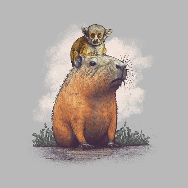Capybara with monkeys
