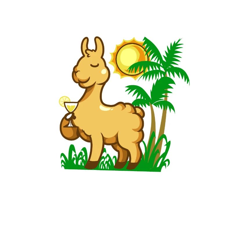 Comic Lama enjoying a cocktail