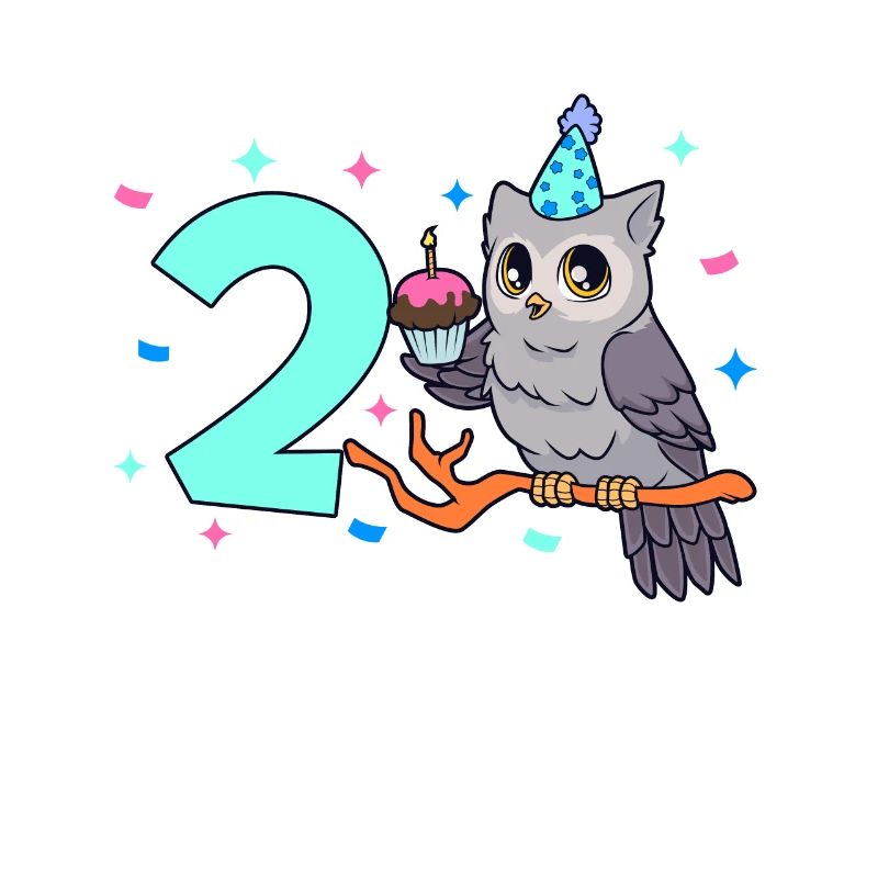 Mit Eule - Kinder Geburtstag 2 Jahre