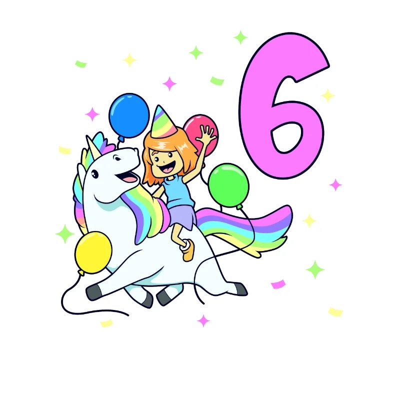 Mit Einhorn - Mädchen Geburtstag 6 Jahre