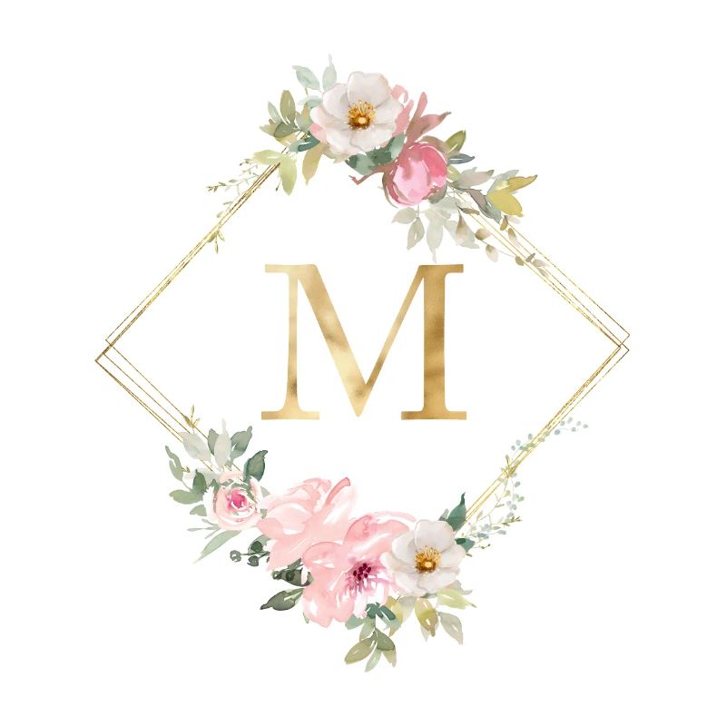 Customizable Monogram M Pastel Floral