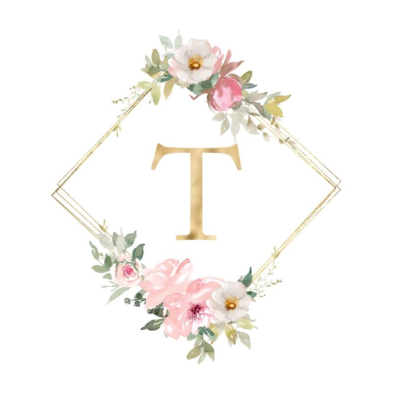 Customizable Monogram T Pastel Floral