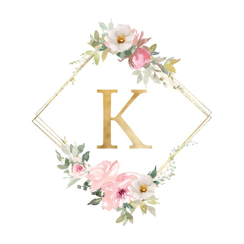Customisable Monogram K Pastel Floral