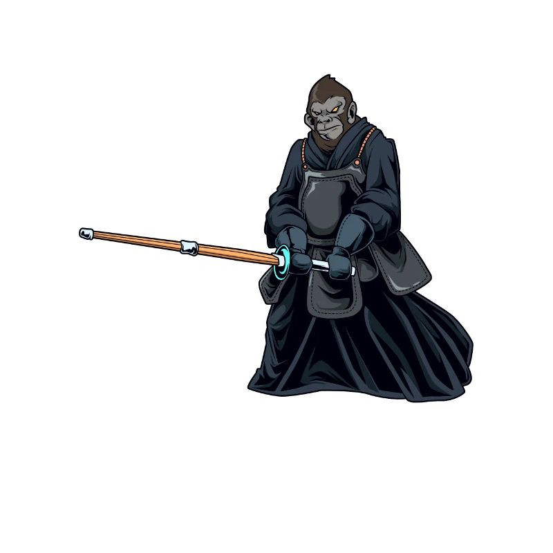 Cartoon Monkey Makes Kendo