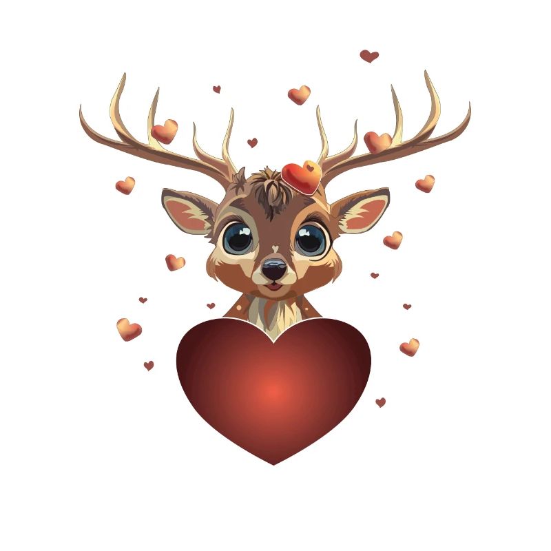 Herz comic Hirsch Valentinstag Geschenk Wild