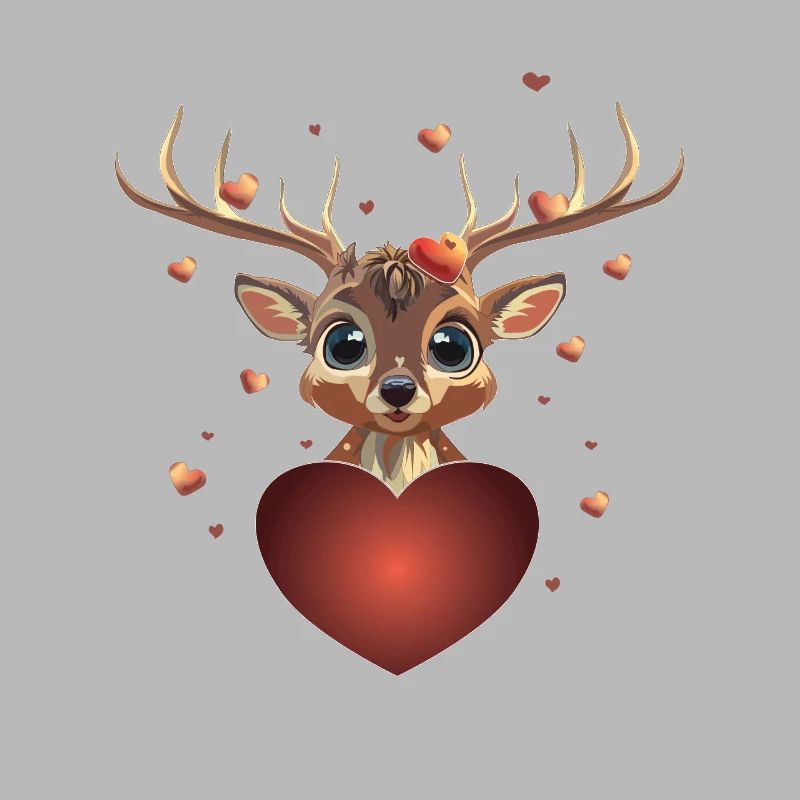 Herz comic Hirsch Valentinstag Geschenk Wild