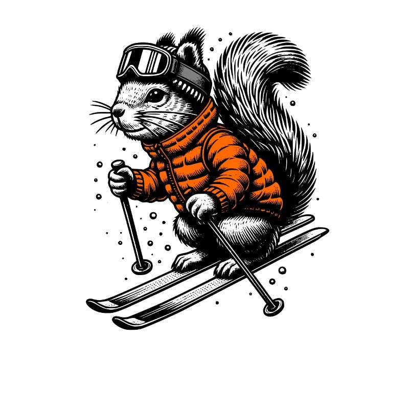 Skifahrendes Eichhörnchen