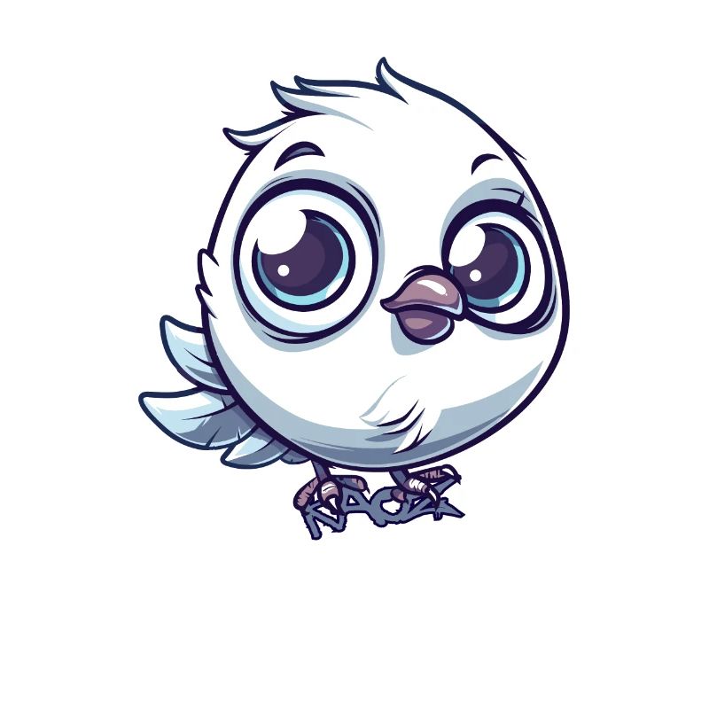 Oiseau chibi de dessin animé super mignon avec de grands yeux