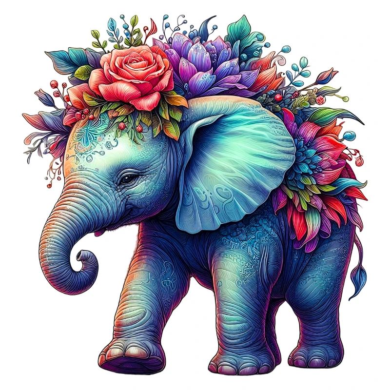 Éléphant avec des fleurs