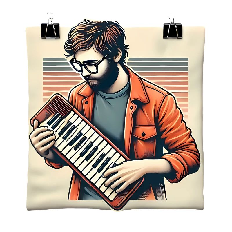 Melodica Player Retro Art Design
