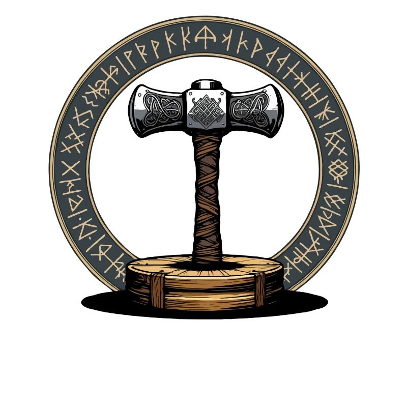 Viking Hammer Warrior Valhalla Runic Circle Thor