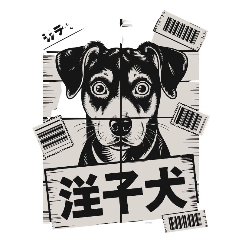 Chien mignon avec affiche de code-barres