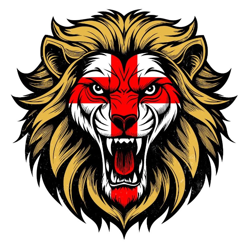 Angleterre George Croix Drapeau Féroce Lion Face Design