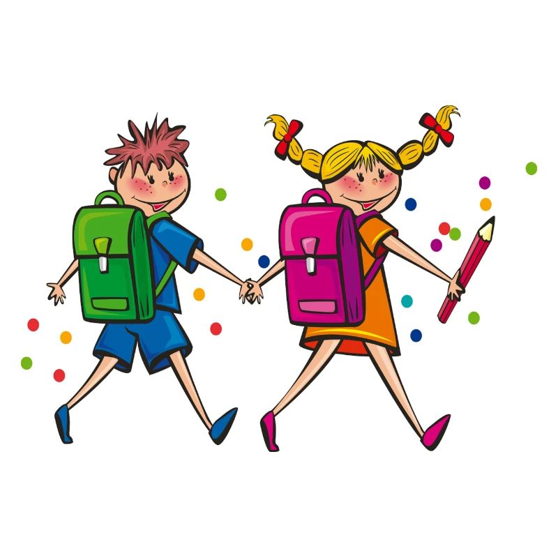 Schulkinder mit Schulranzen. Geschenkidee