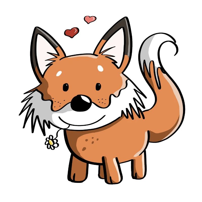 Fox with flower - foxes - red fox - predator