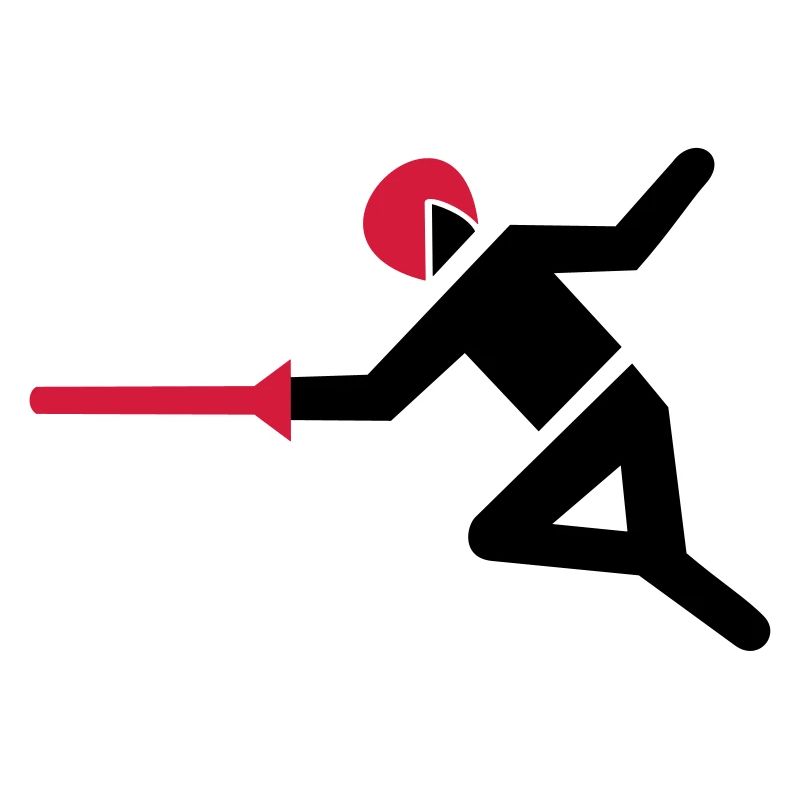 Fechter mit Degen in Angriffsposition