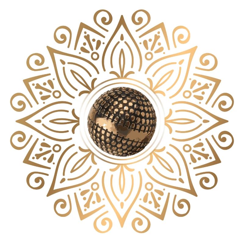 Mandala doré avec boule de pétanque