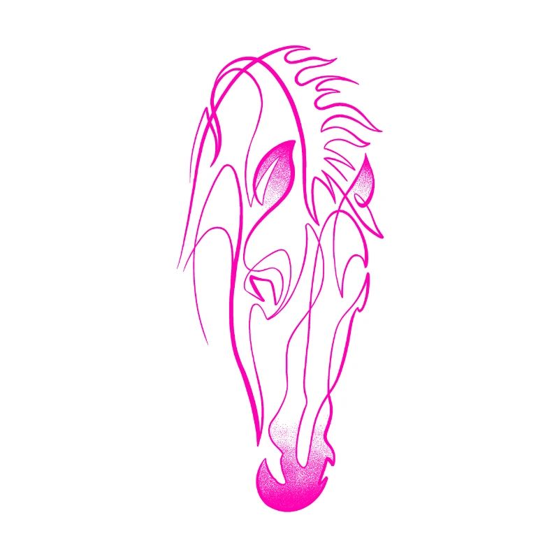 Pink horse single line & dotwork