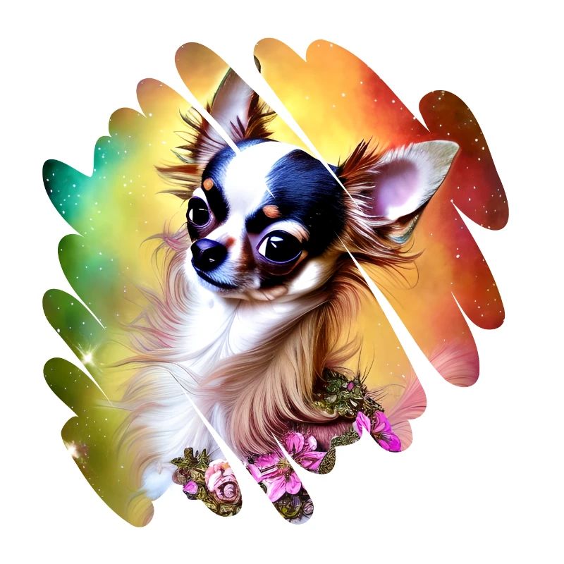 Chihuahua arc-en-ciel dans la conception de graffitis de chien mignon