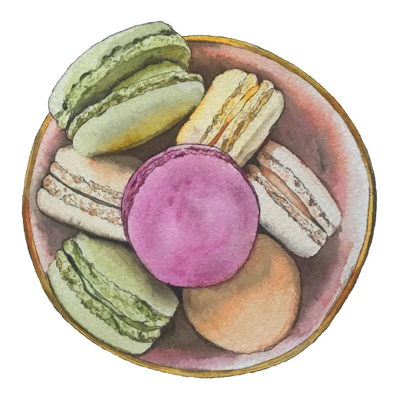 Leckere Macarons sandwich biscuits meringue Gebäck
