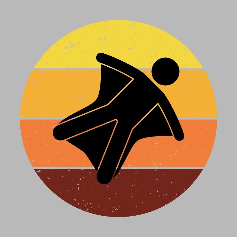 Wingsuit flying Base Jumping Skydiving Retro