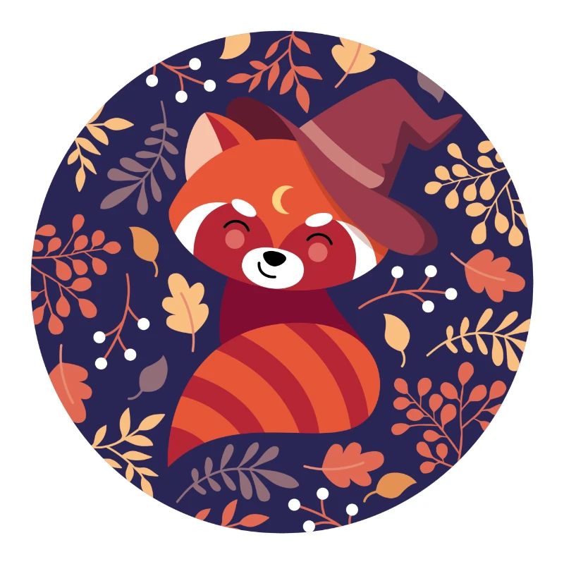 red panda with autumn pattern