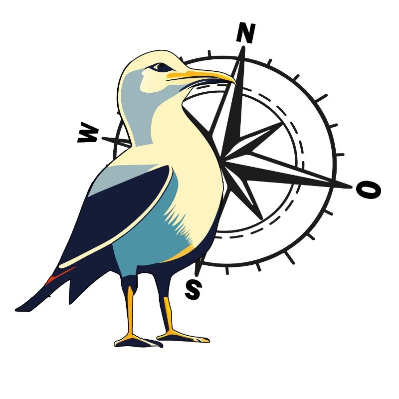Möwe mit Kompass