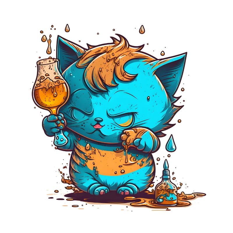 Cute Drunk cat mascot