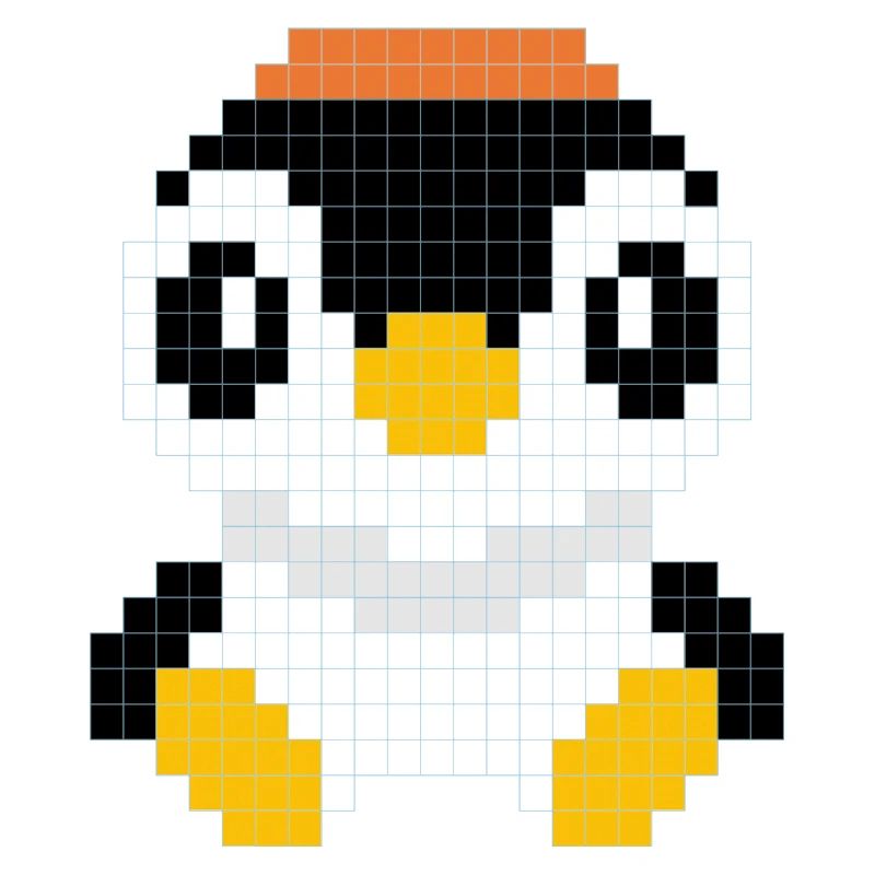 A penguin with a pixelated cap