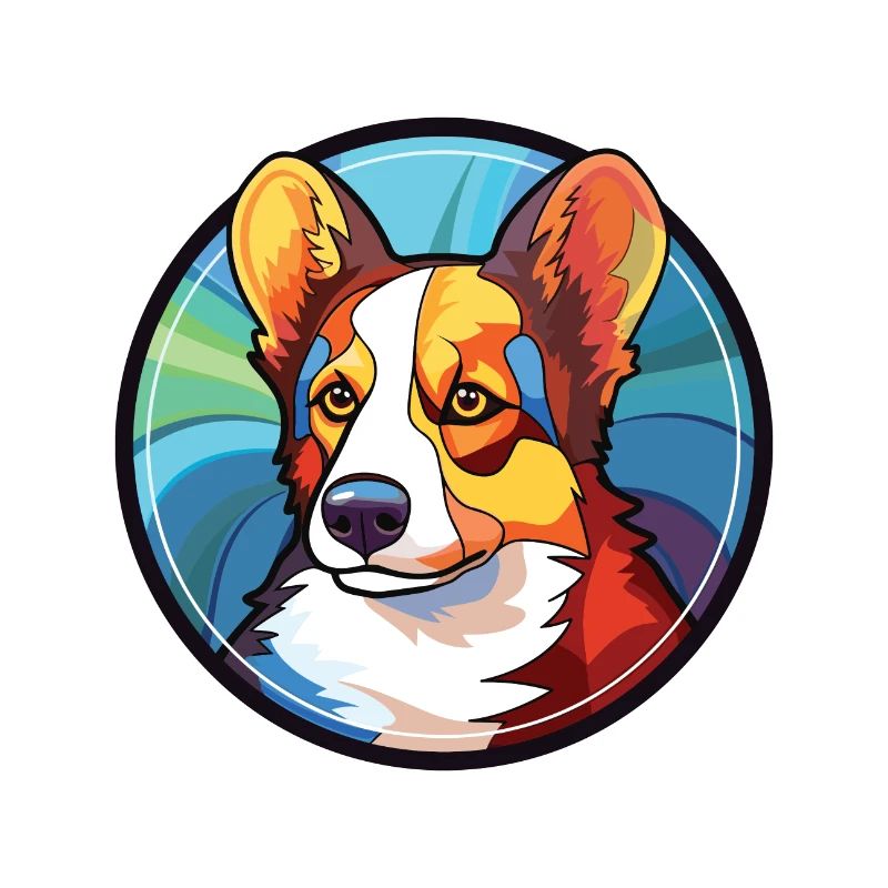Strickjacke Welsh Corgi Hunderasse buntes Aquarell
