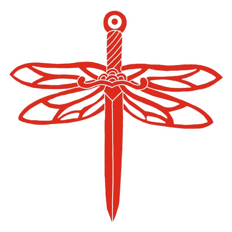 épée rouge et ailes de libellule