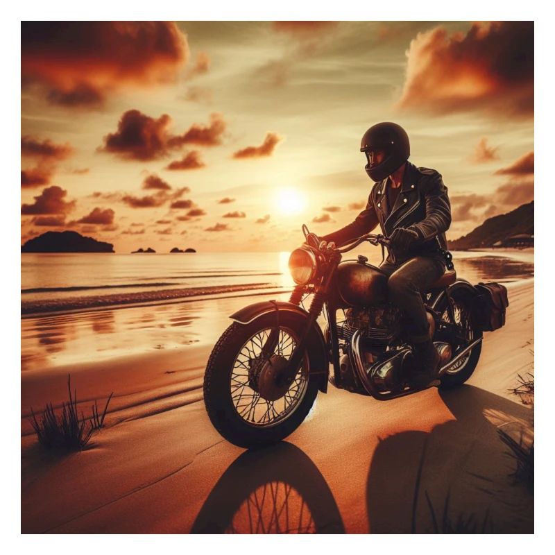 Motorcycle Old Sunset 3