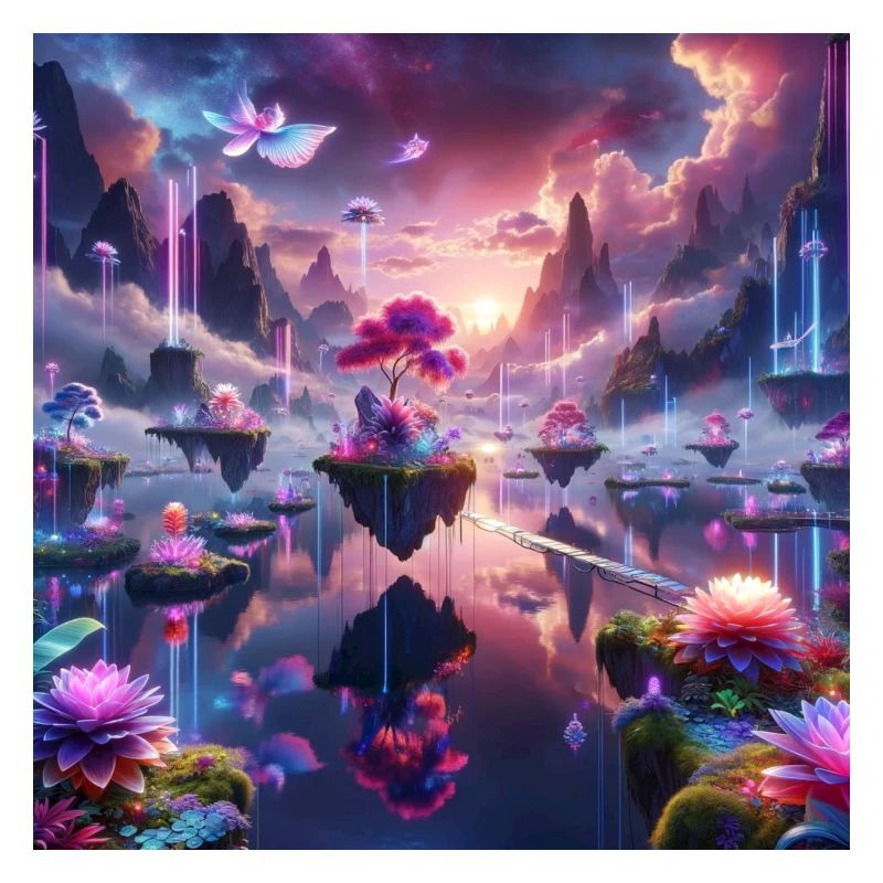 Surreal Dreamscape: Neon Waters