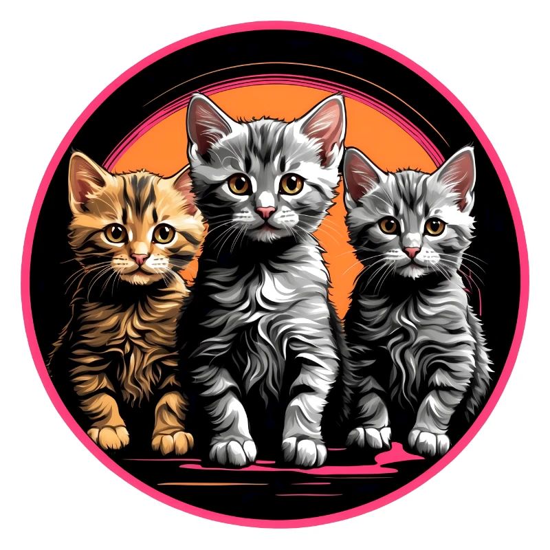 Three cute kittens in a round frame
