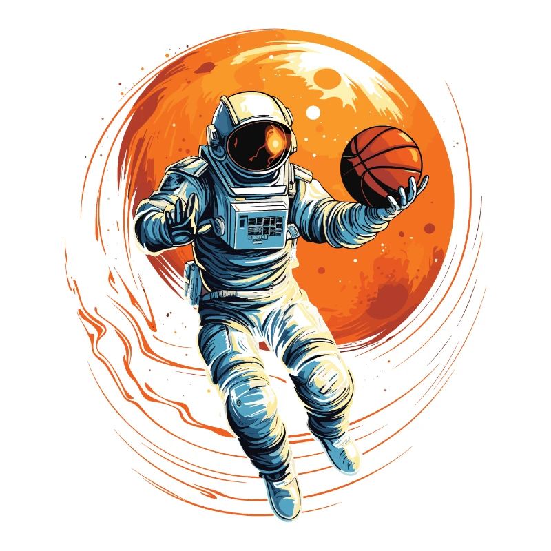 Astronaute basketteur dans l’espace, illustration de bande dessinée