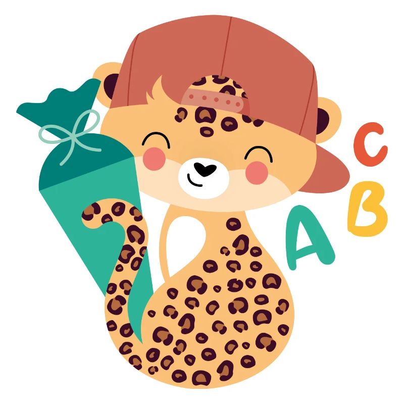 Léopard avec cône d’écolier