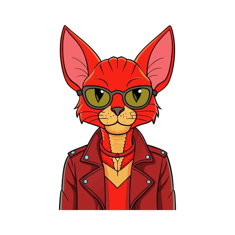 Red Devon Rex Funny Cartoon Kawaii Jacket Sunglass