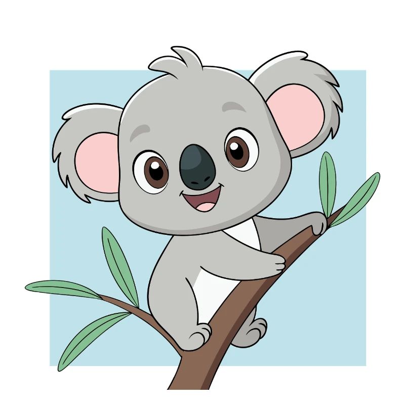 Bébé koala joyeux sur une branche (v02)