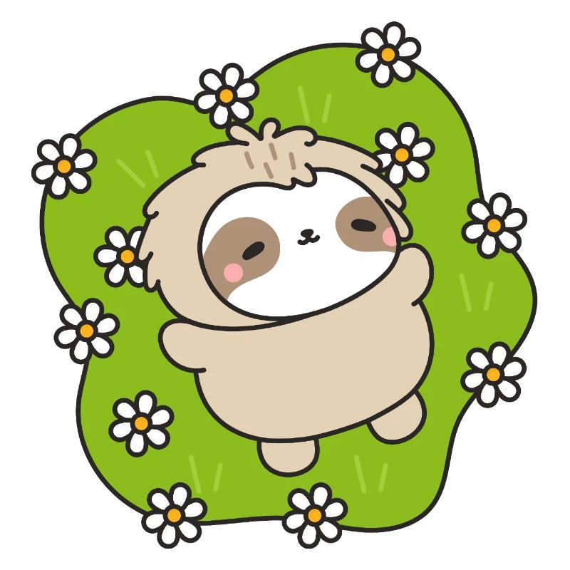 Faultier auf der Blumenwiese