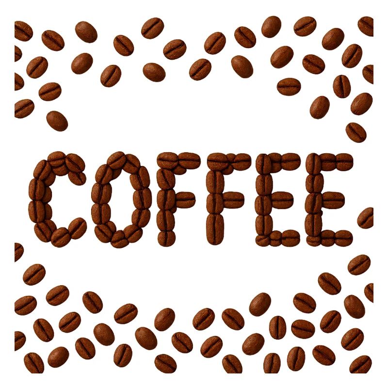 Kaffeebohnen Wortdesign