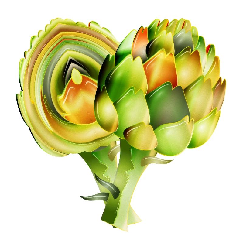Illustration délicate d’artichauts dans des tons verts chauds