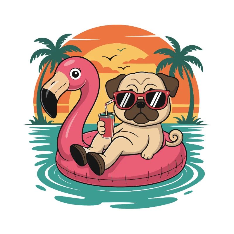 Lustiger Mops tropischer Sommerflamingo-Float