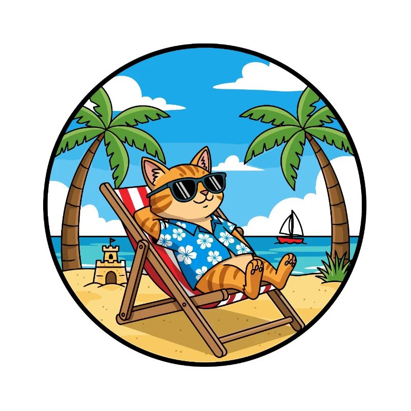Cool Cat Beach Vacation Summer Vibes