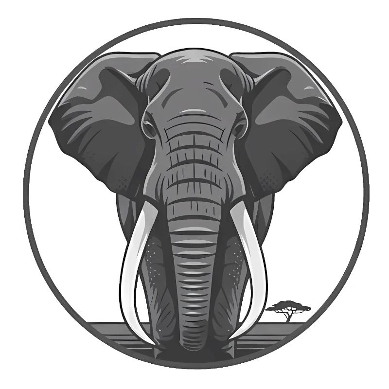 Elephant Head Circle Graphic